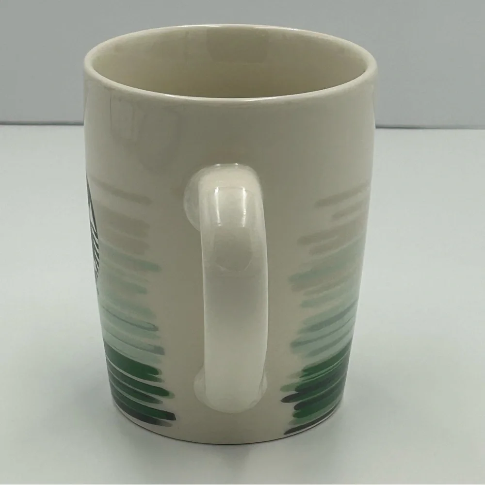 STARBUCKS 2021‎ Coffee Mug Cup Tea 10 Ounce Cream Green Gray Striped